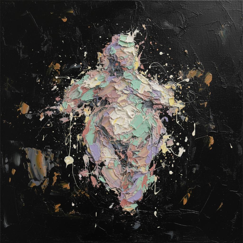 Fragmented Soul Emergent From The Void In Pastel Impasto And Infinite Shadow — Christian Noiret