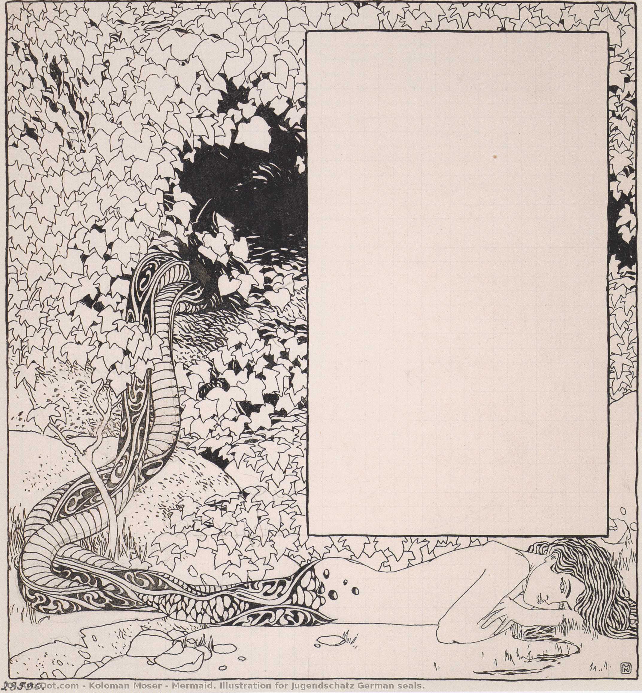 Mermaid. Illustration For Jugendschatz German Seals. — Koloman Moser