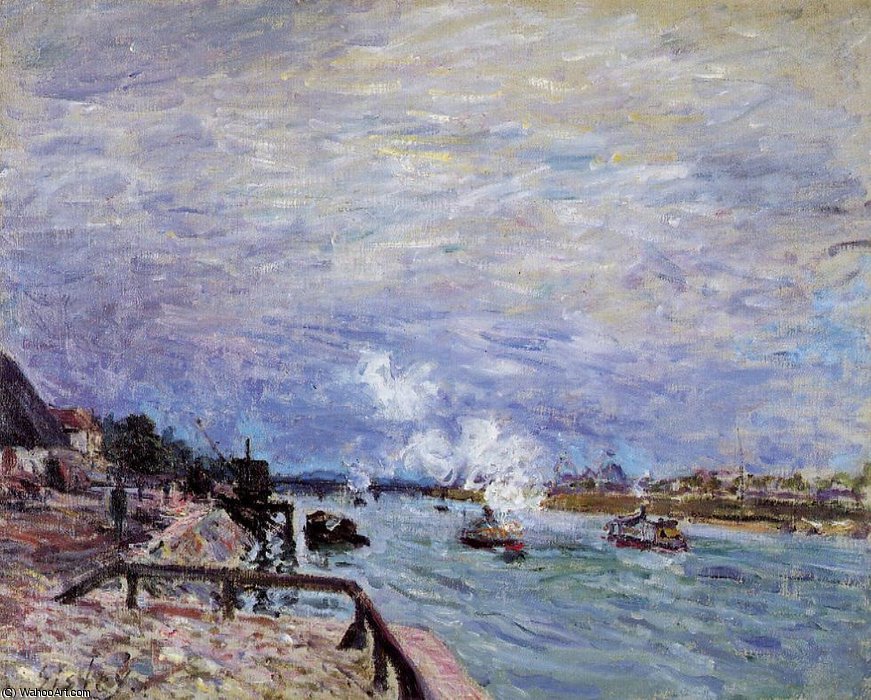 The Seine At Grenelle - Rainy Weather — Alfred Sisley