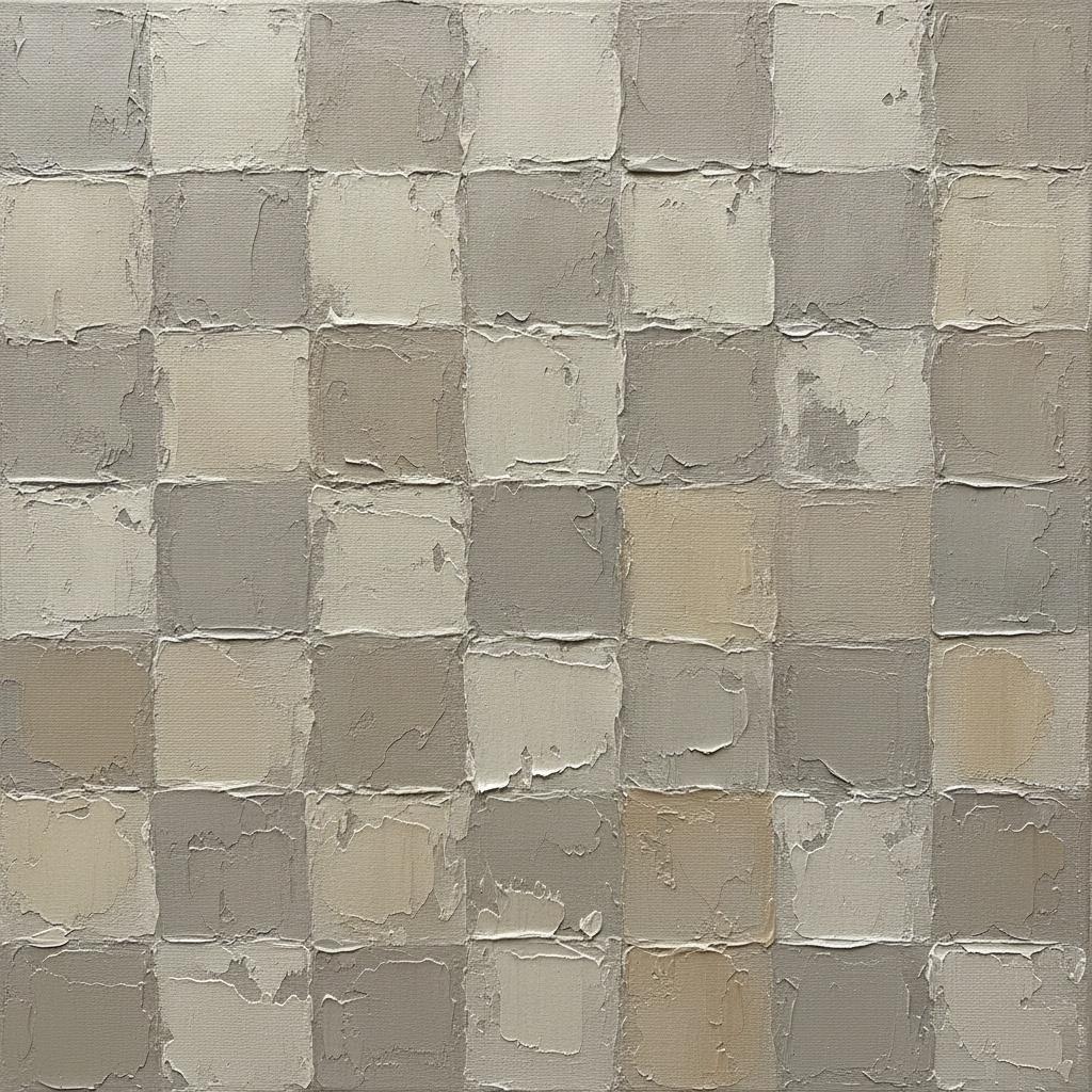 Layered Taupe Grid In Heavy Impasto Relief — David Moreau
