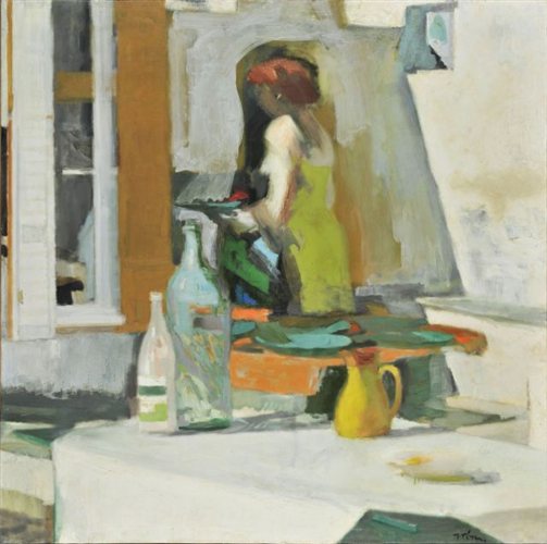 Composition With Girl And Still Life — Panayiotis Tetsis
