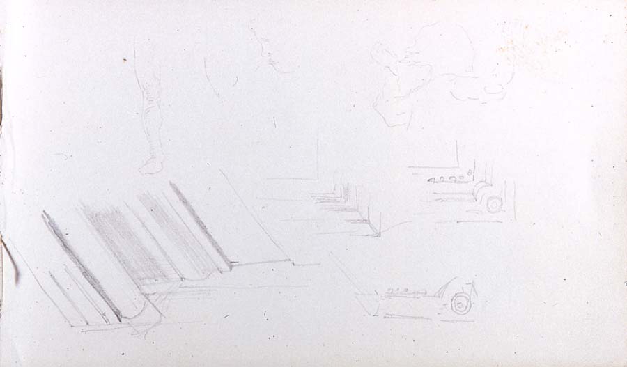 Leg, Face, Rear View Of Figure From Chest Up — John La Farge
