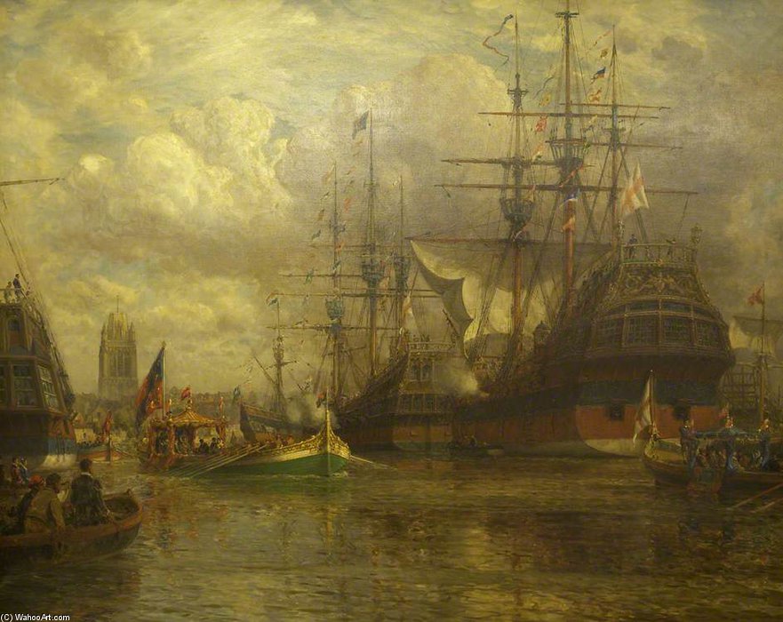 Queen Elizabeth Passing Down The Avon To Visit Hungroad — Arthur Wilde Parsons