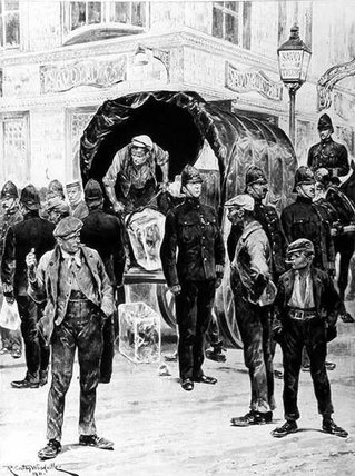 A Gilbertian Strike Scene Outside The Savoy — Richard Caton Woodville