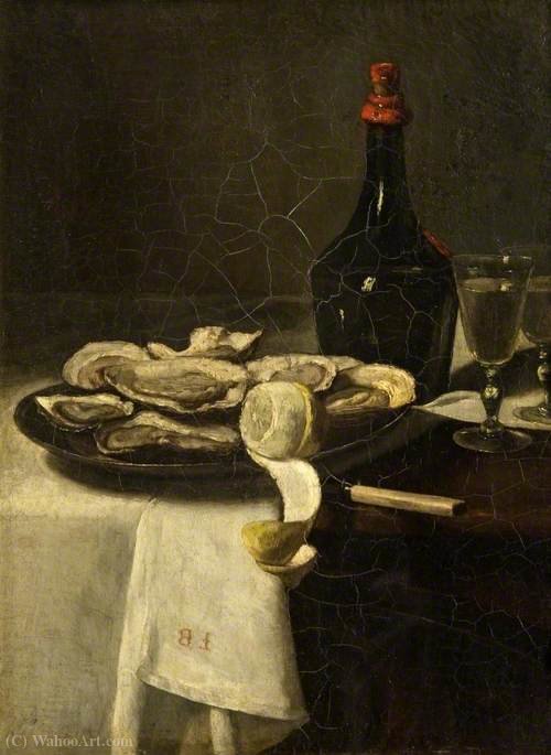 Still Life With Oysters, A Wine Bottle And A Glass Of Wine — François Bonvin