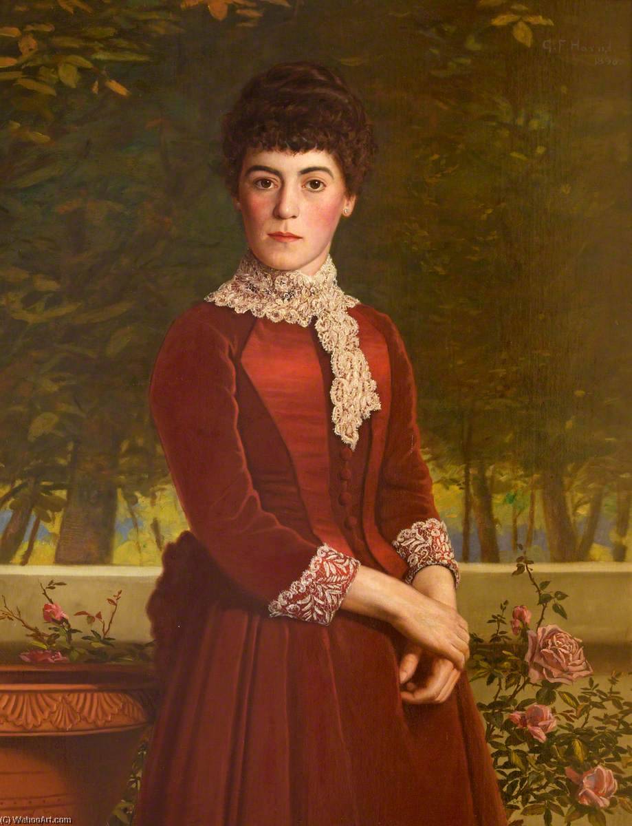Portrait Of A Woman In Red — George Frederick Harris