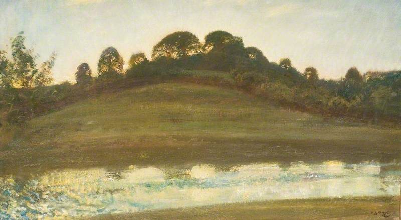 River Scene At Brightworthy, Withypool, Exmoor, Evening Light — Sir Alfred James Munnings