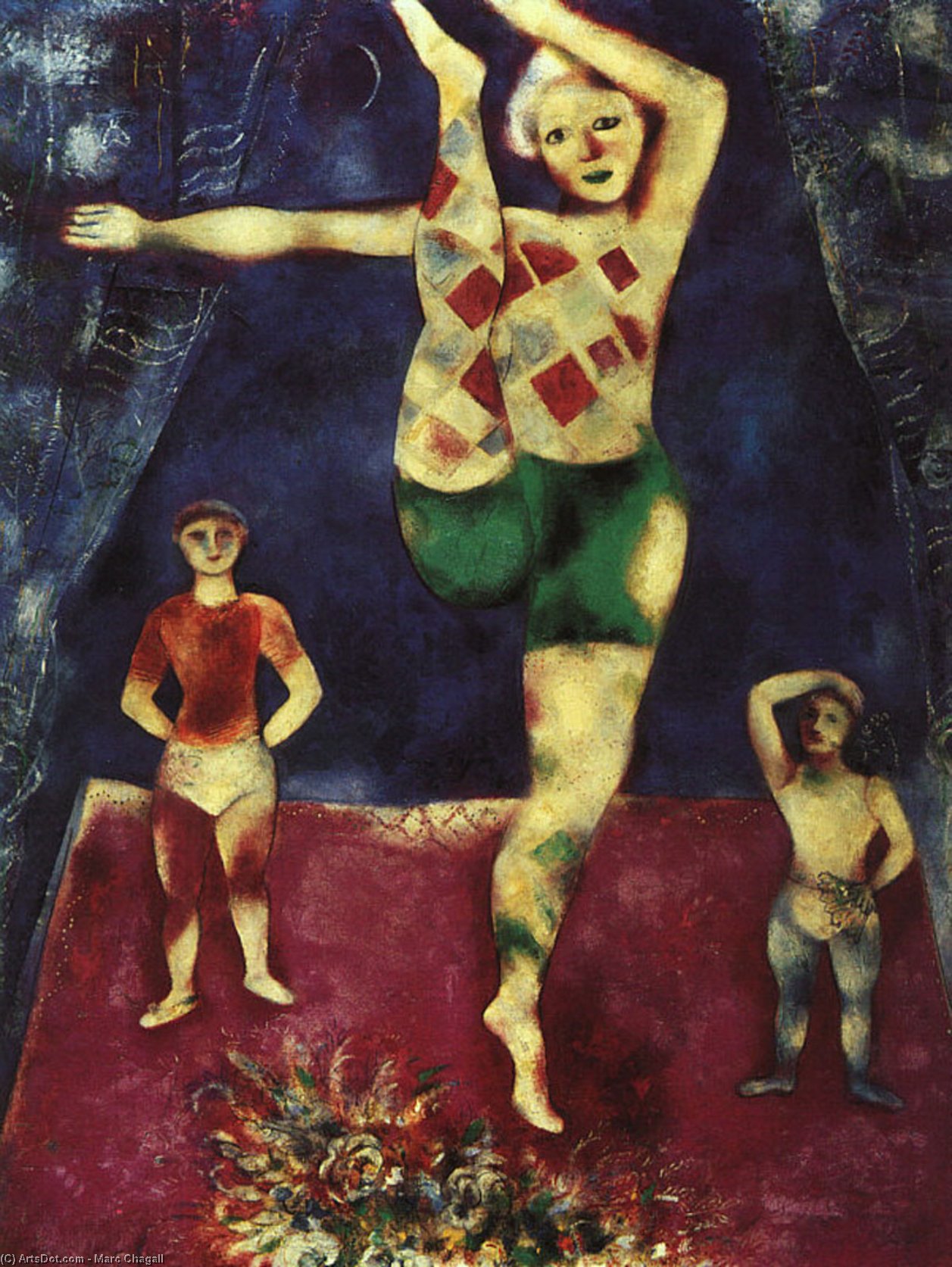 The Three Acrobats, Oil On Canvas, Private Col — Марк Шагал