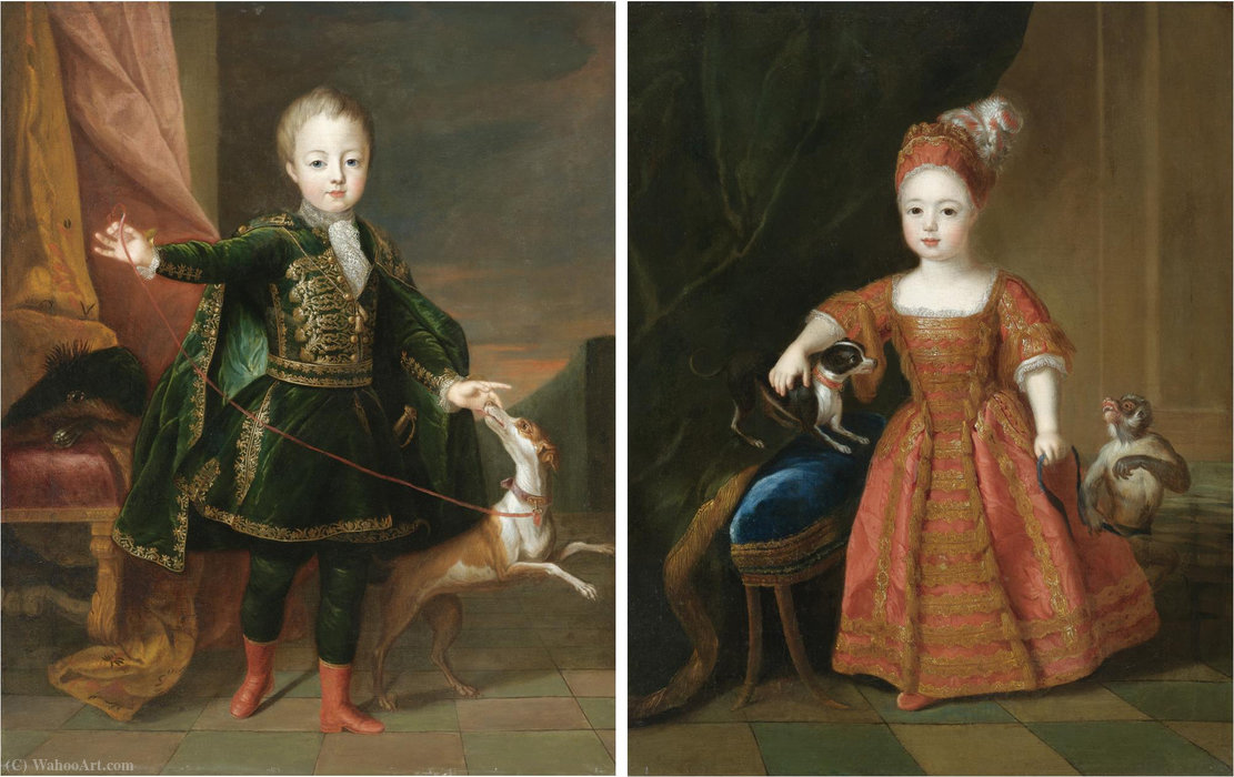 Portrait Of A Boy, Said To Be Son Of Maximilian Emanuel (joseph-ferdinand), Elector Of Bavaria And Portrait Of A Girl — Constantin Netscher