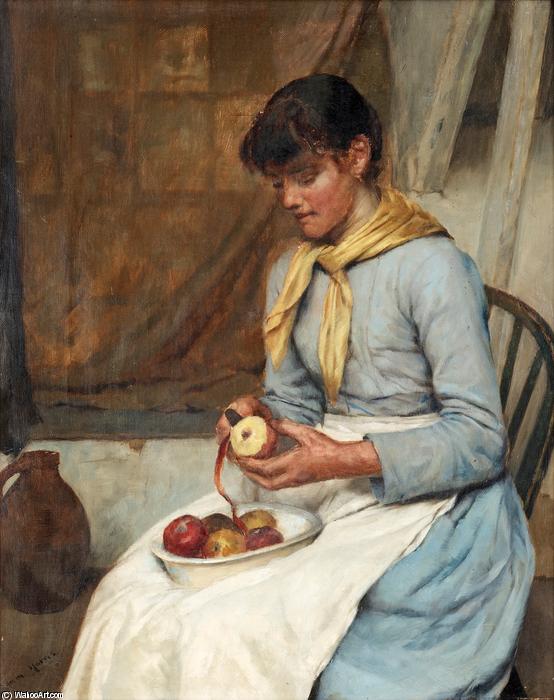 Young Woman Peeling Apples — Edwin Harris