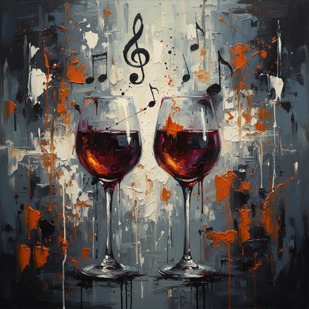 Symphony Of Crimson Shadows And Fragmented Melodies In A Singular Abstract Vision — Christian Noiret