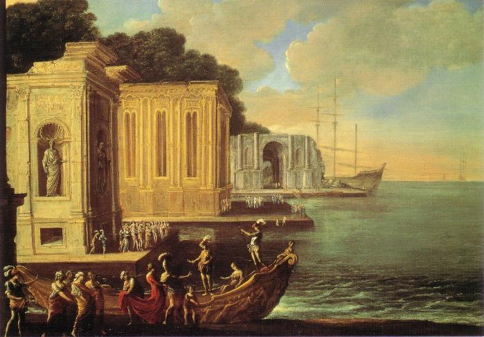 Landscape Of A Port, With Three Buildings And An Embarkation, Possibly The Rape Of Helena (also Known As Paysage Avec Un Port, Trois Bâtiments Et Une Embarcation L'enlèvement D'hélène) — Claude Lorrain (claude Gellée)