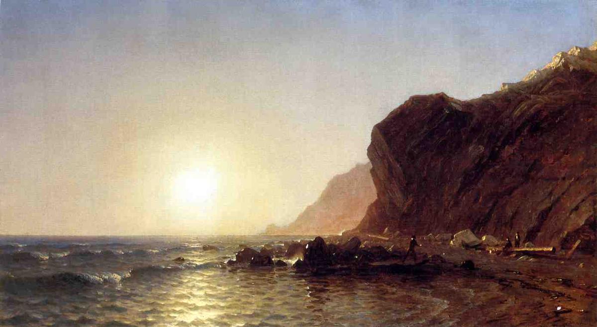 Sunset On The Shore Of No Man's Land - Bass Fishing — Sanford Robinson Gifford