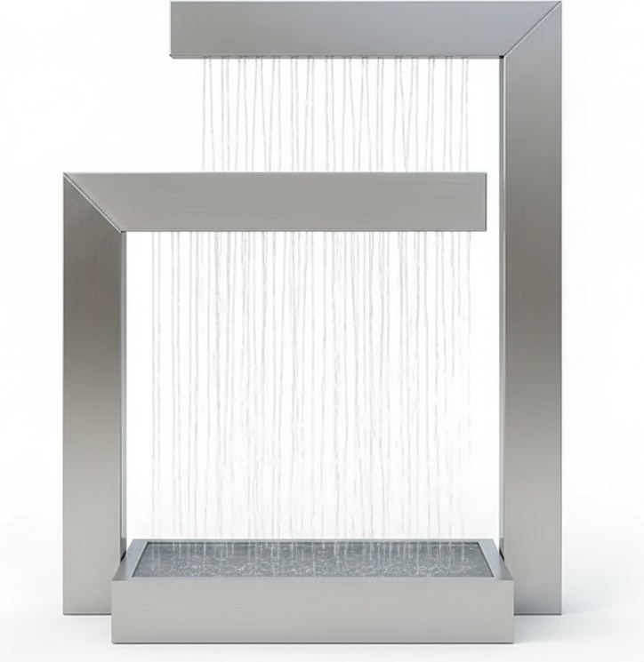 Stainless Steel Waterfall Fountain – Contemporary Garden Sculpture