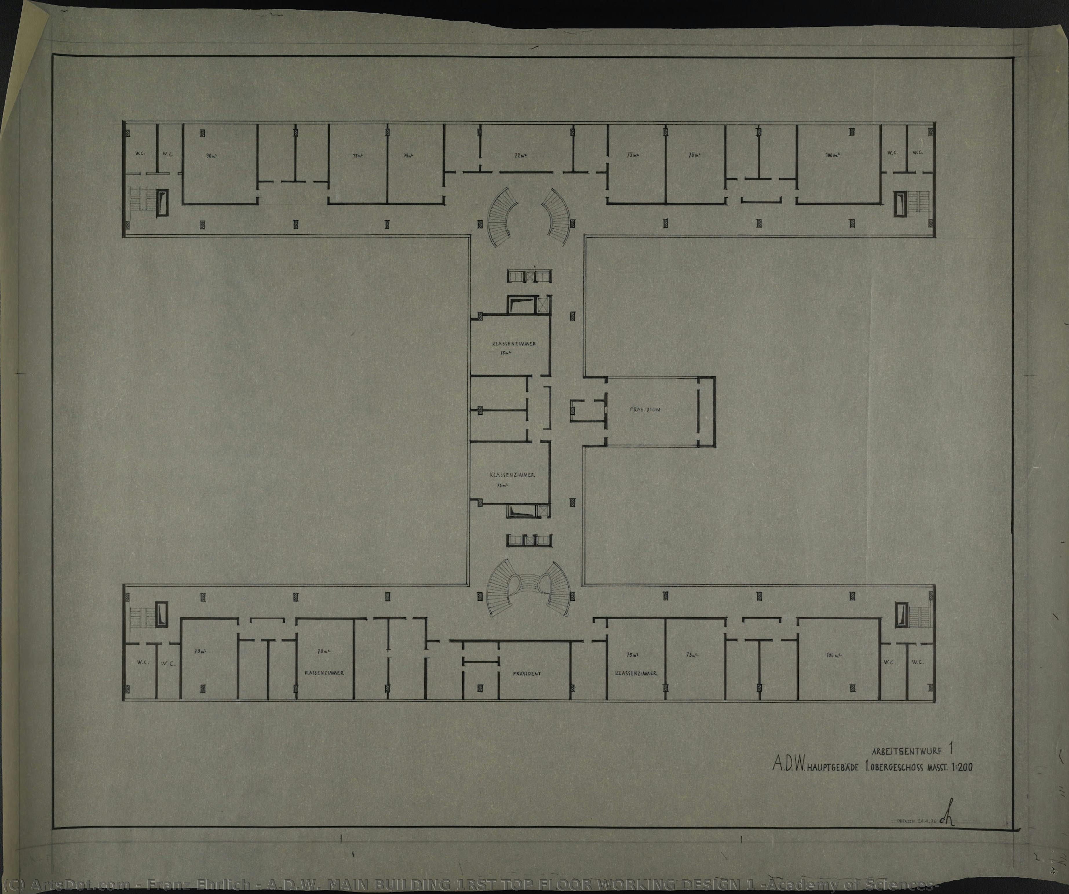 A.d.w. Main Building 1rst Top Floor Working Design 1 (academy Of Sciences) — Franz Ehrlich