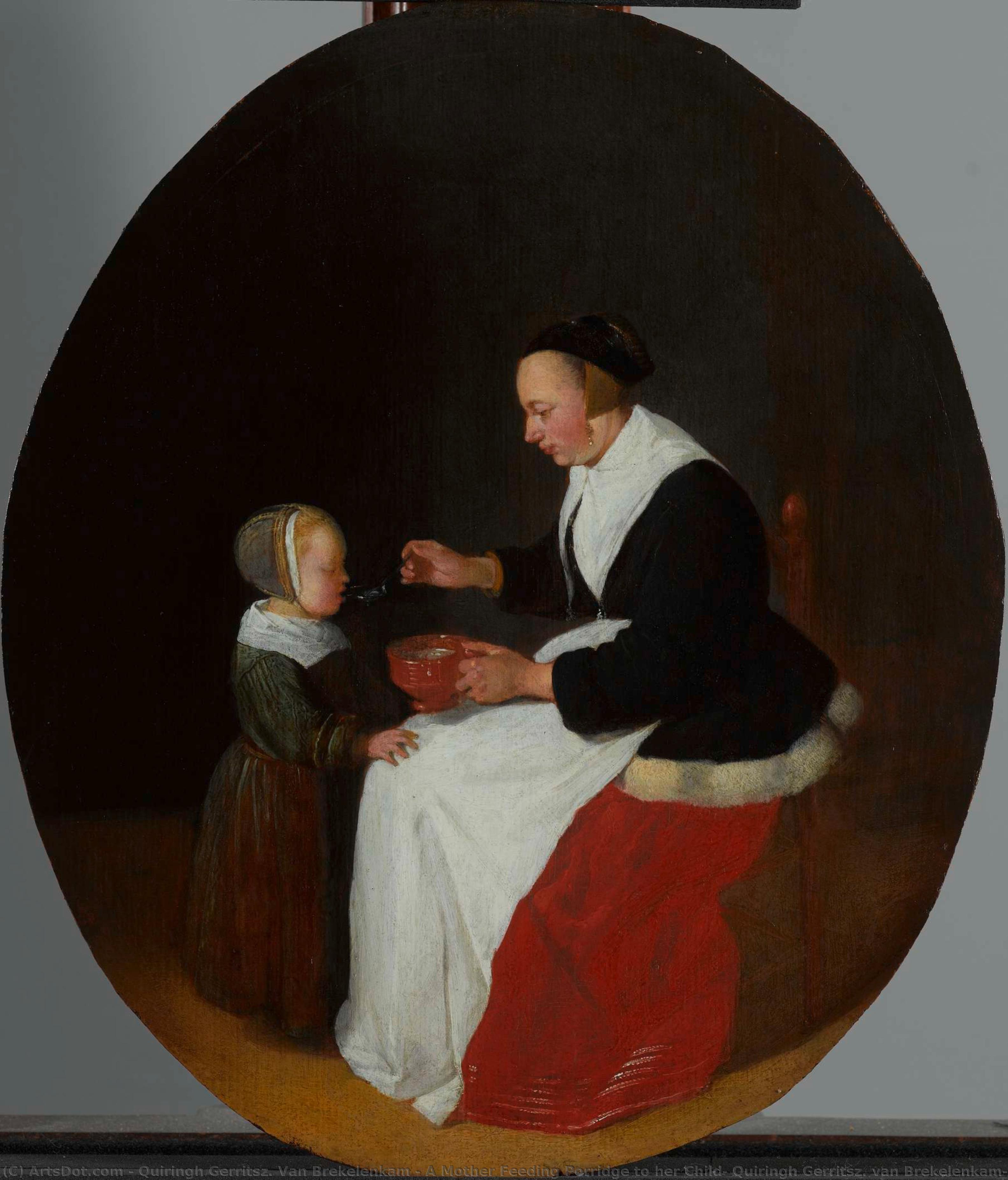 A Mother Feeding Porridge To Her Child, Quiringh Gerritsz. Van Brekelenkam, 1653 - 1655 — Quiringh Gerritsz. Van Brekelenkam