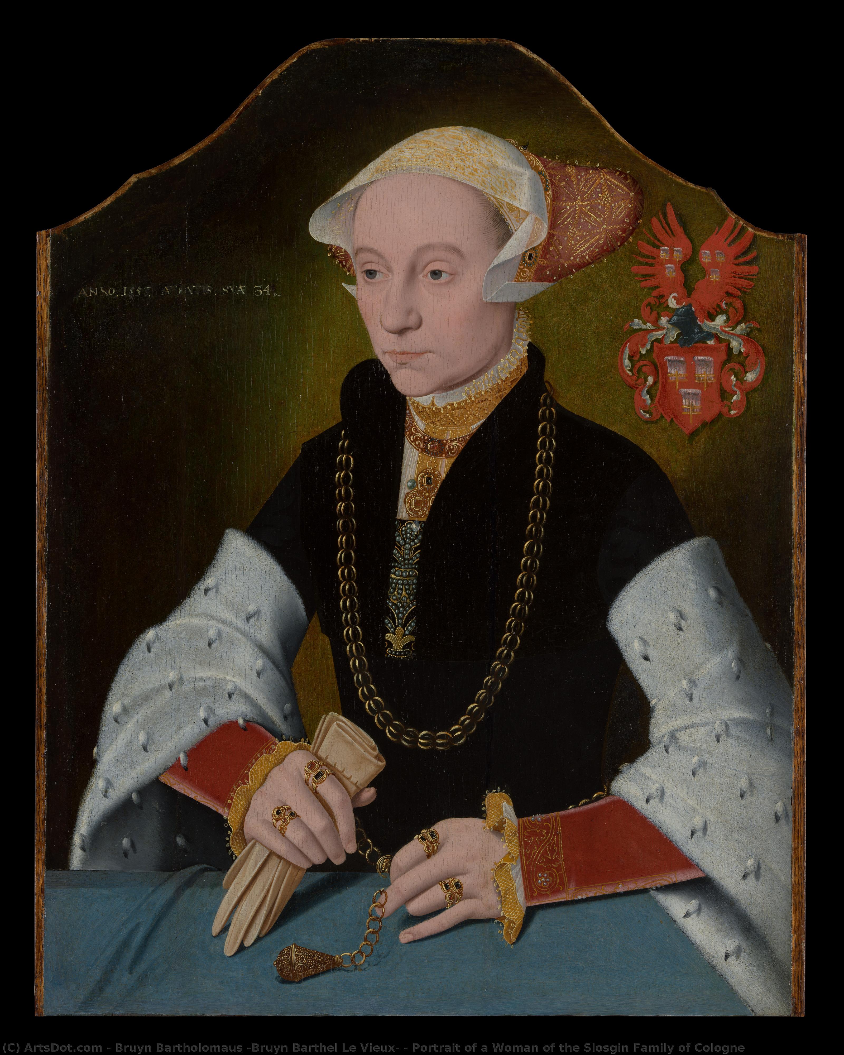 Portrait Of A Woman Of The Slosgin Family Of Cologne — Bruyn Bartholomaus (bruyn Barthel Le Vieux)