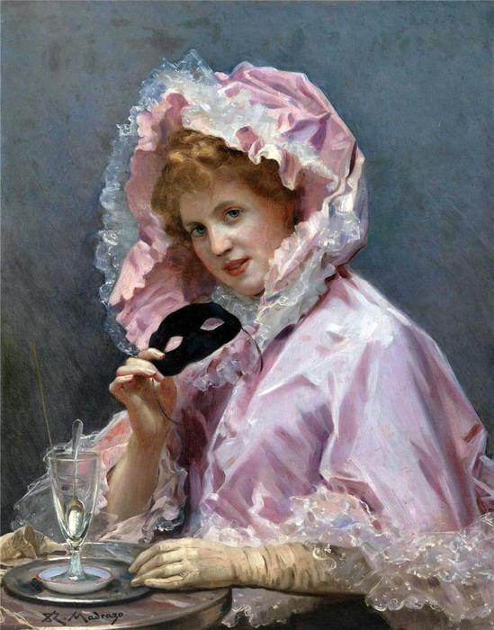 Young Lady With A Mask And Glass Of Absinthe — Raimundo De Madrazo Y Garreta