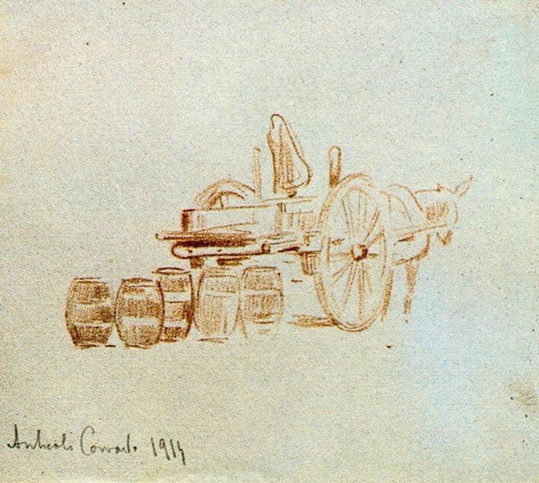 Sketch Of A Carriage And Barrels — Mariano Barbasan