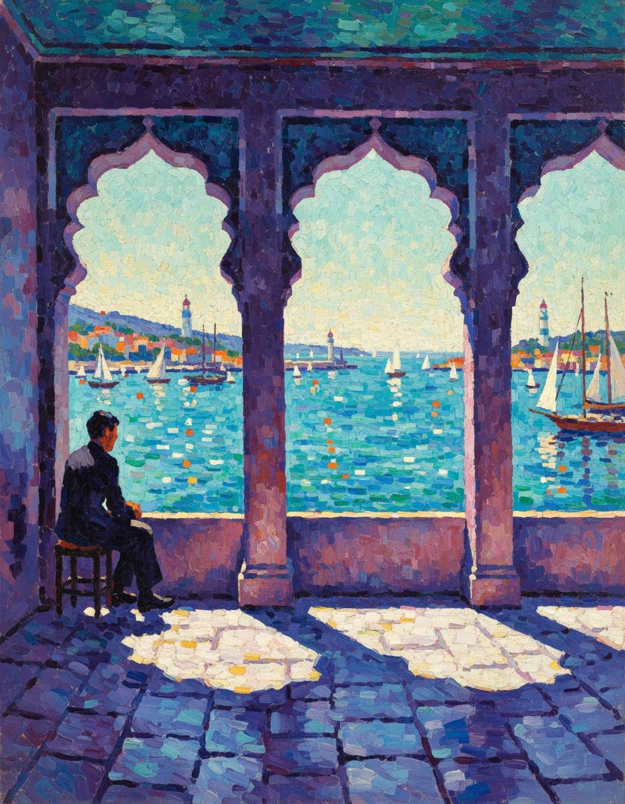 The Observer's Solitude: Azure Reflections In The Loggia — Claire Dupuis