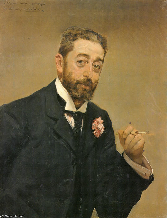 Retrato De Hombre Fumando — Emilio Sala Y Frances
