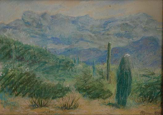 Sketch Ajo Mountains And Desert, (painting) — Mary Agnes Yerkes