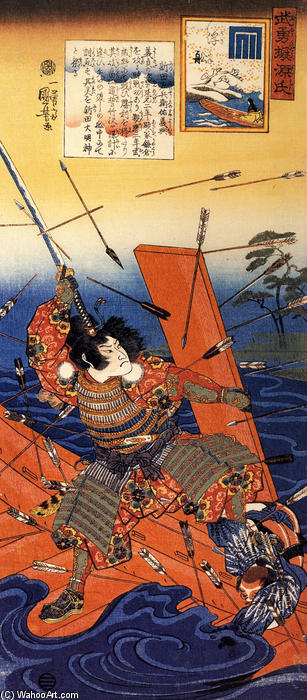 The Death Of Nitta Yoshioki At The Yaguchi Ferry — Utagawa Kuniyoshi