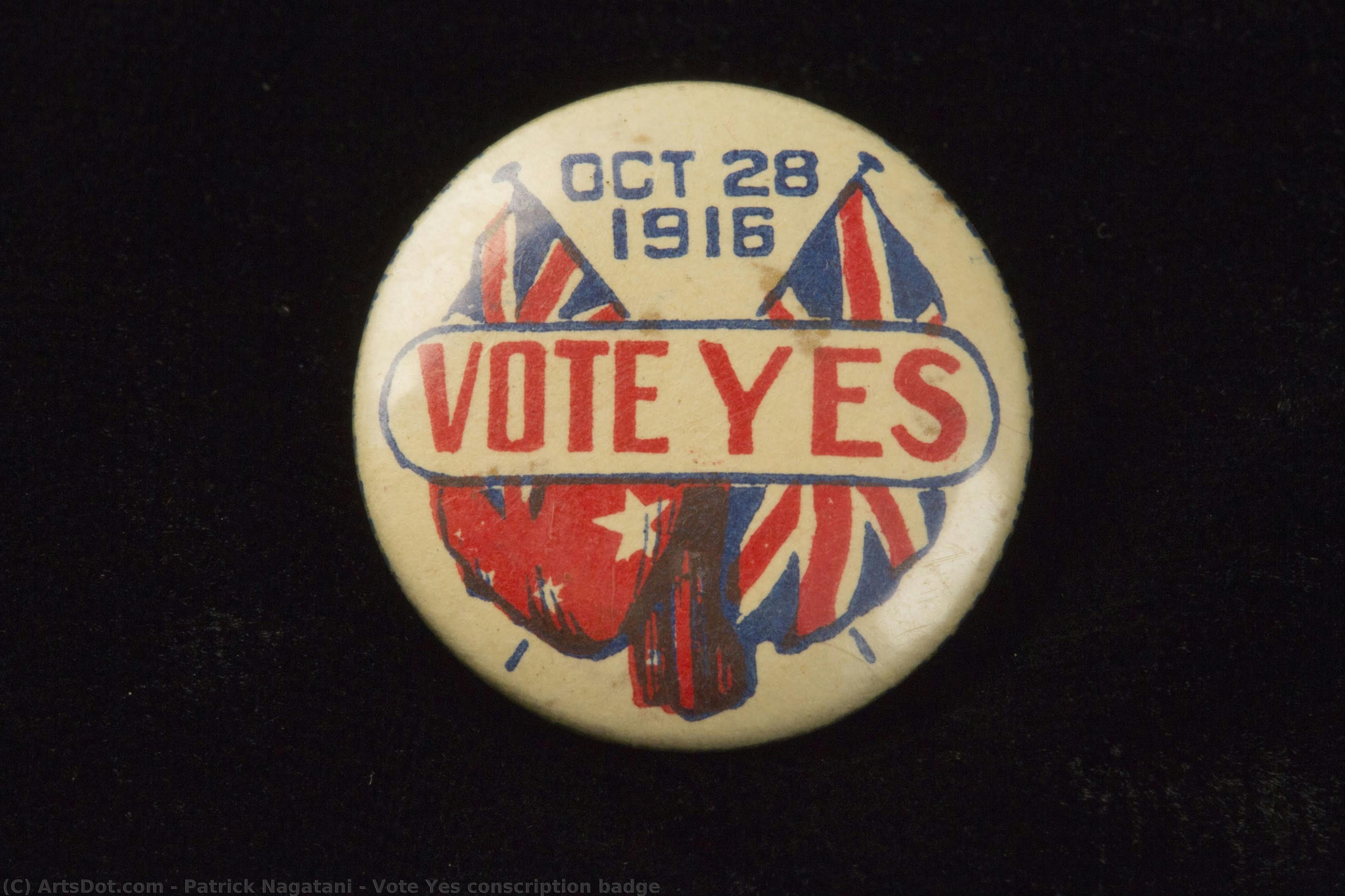Vote Yes Conscription Badge — Patrick Nagatani