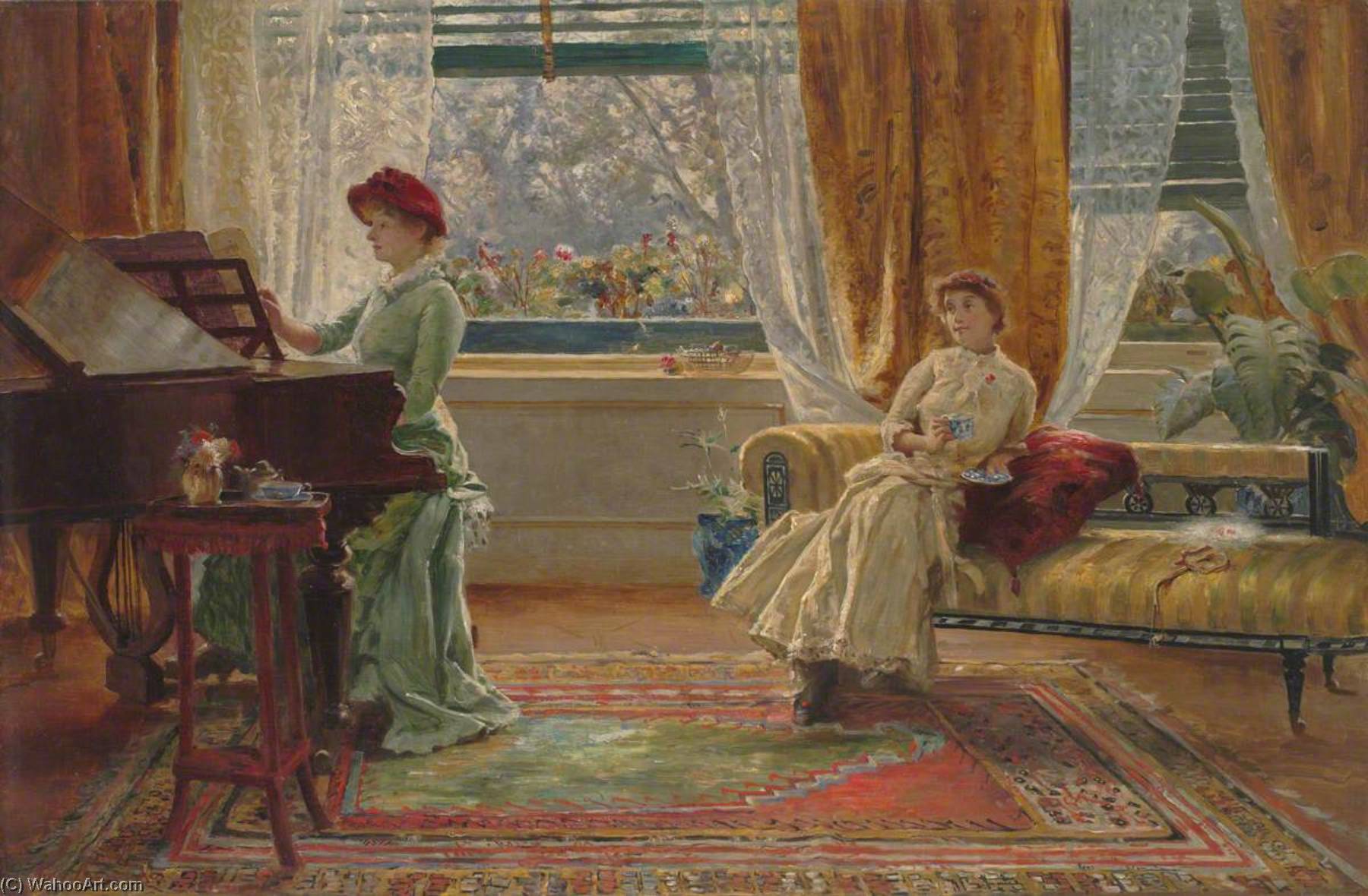 An Interior With Two Women — Arthur Trevor Haddon