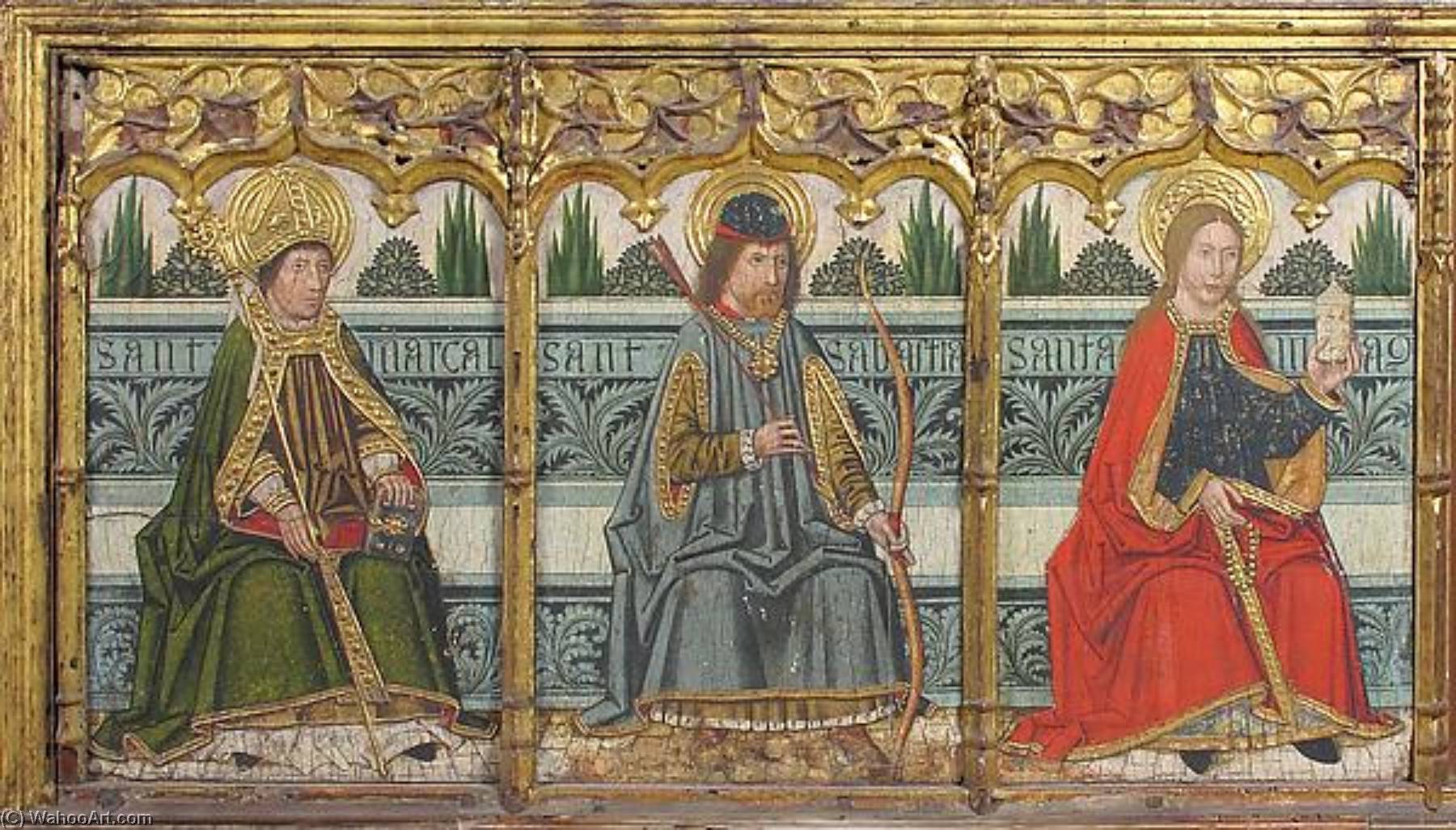 Predella Panel With Saint Martial, Saint Sebastian, And Saint Mary Magdalen From Retable — Domingo Ram