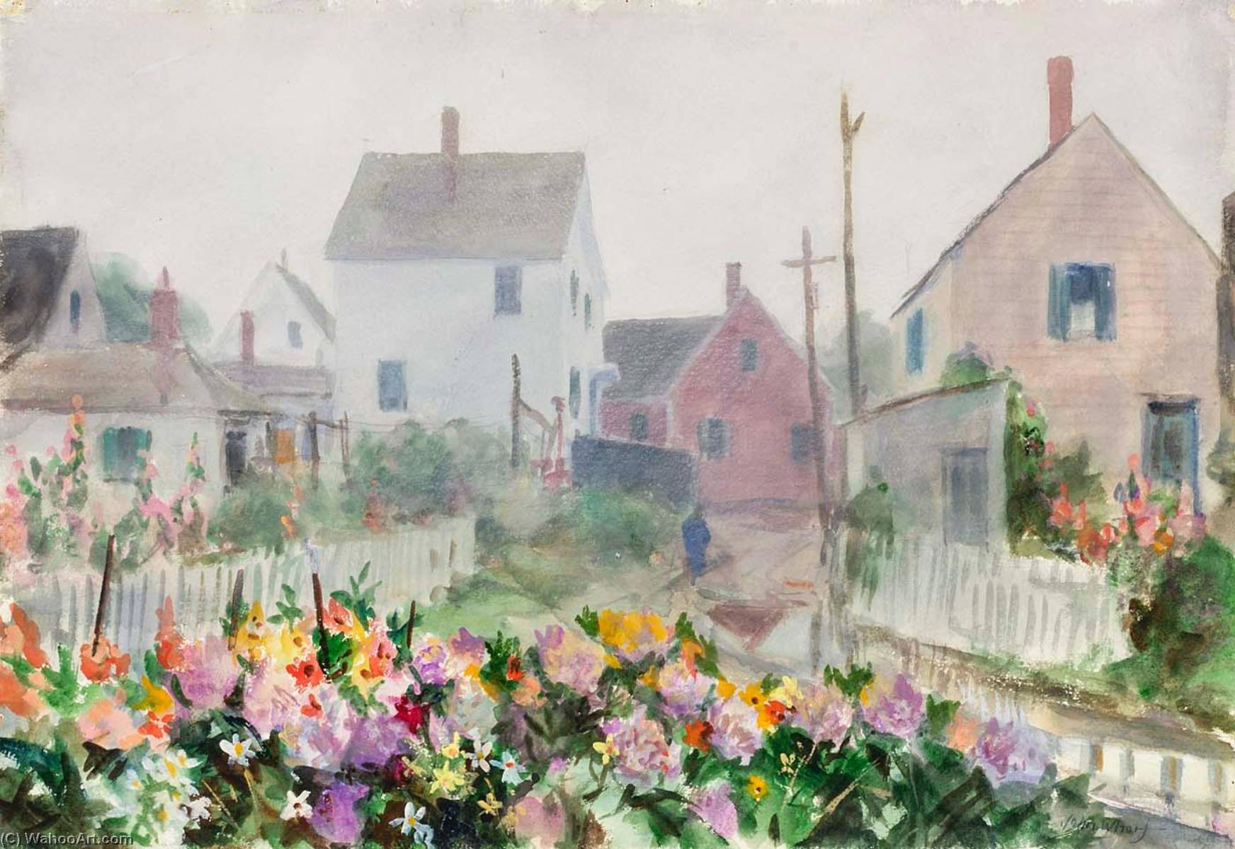 Back Street Gardens On A Foggy Morning — John Whorf