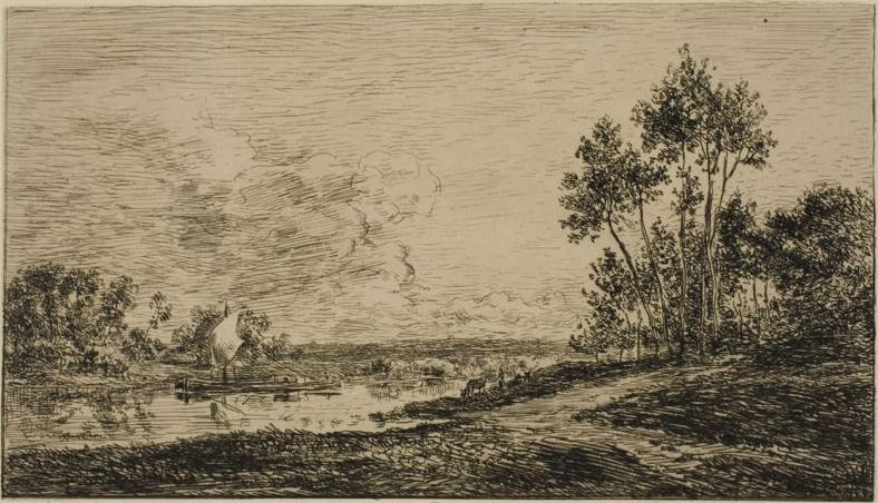 The Seine At Port-maurin — Charles-françois Daubigny
