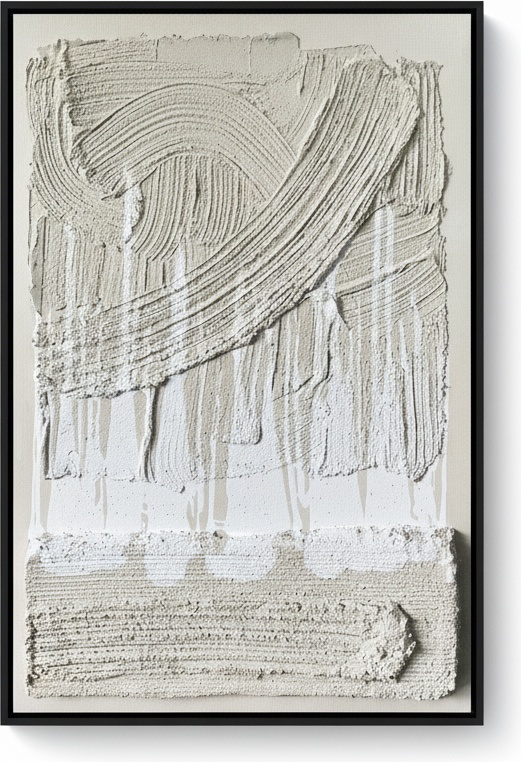 Textured Neutral Abstract Canvas Art In Black Frame