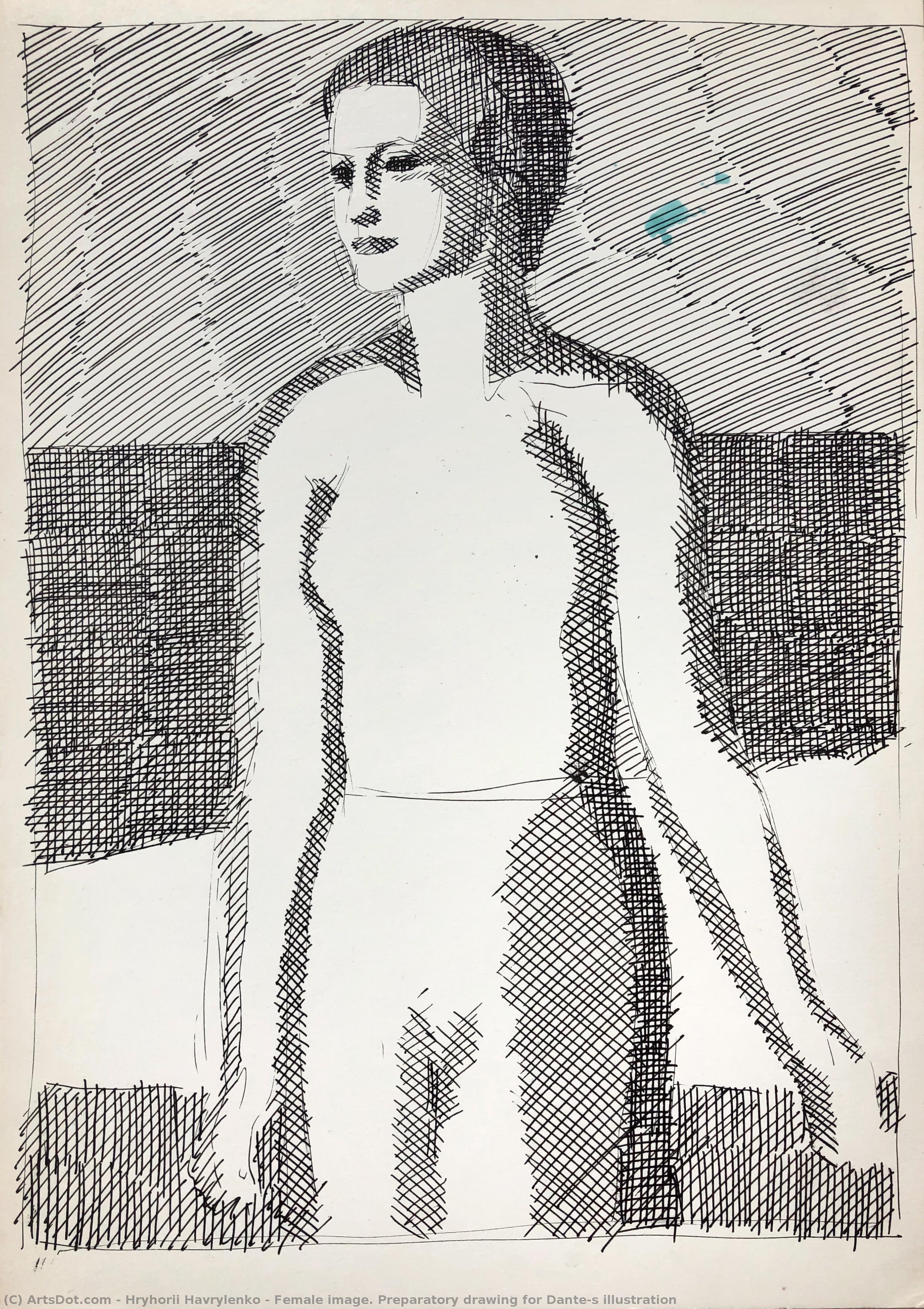 Female Image. Preparatory Drawing For Dante's Illustration — Hryhorii Havrylenko