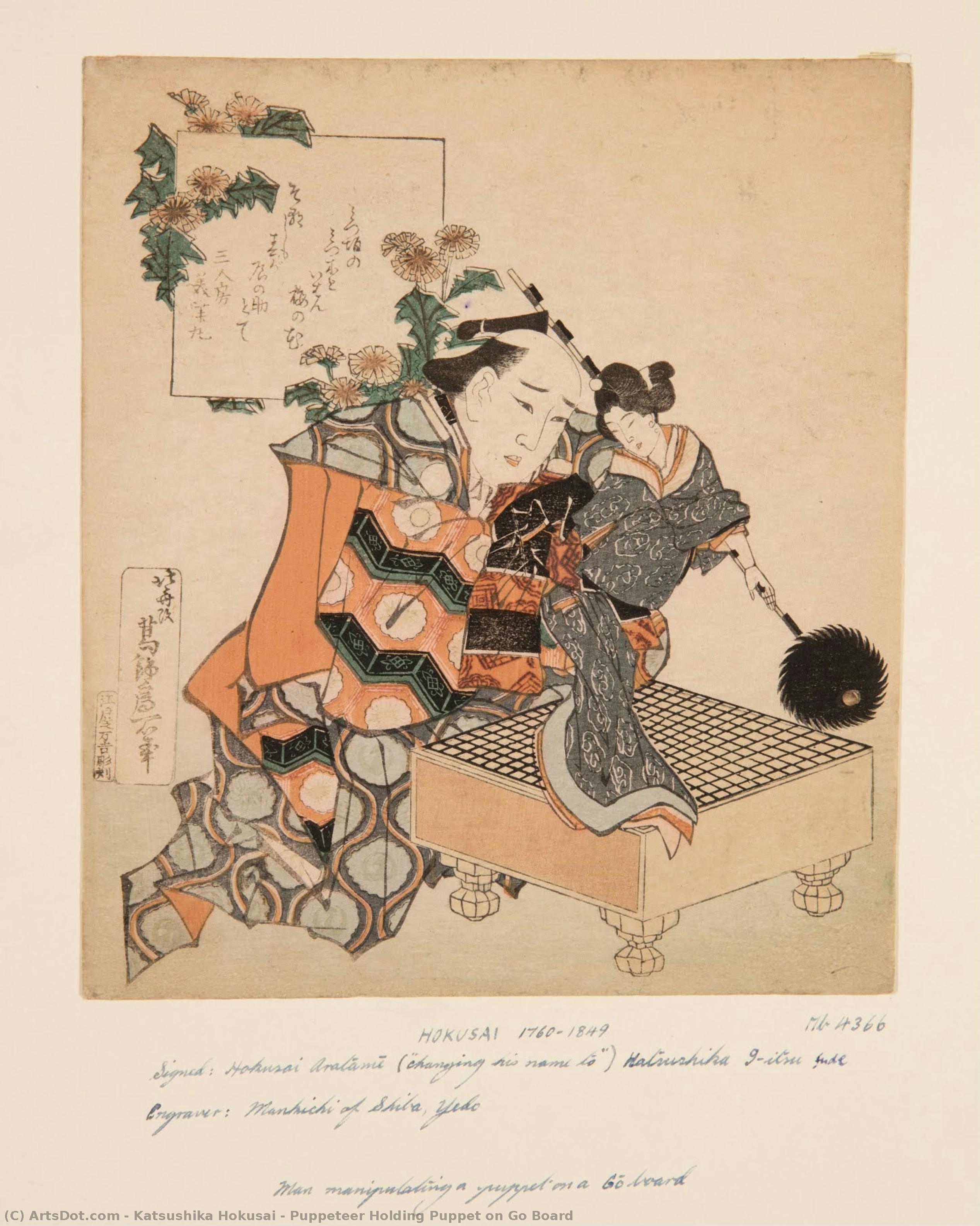 Puppeteer Holding Puppet On Go Board — Katsushika Hokusai