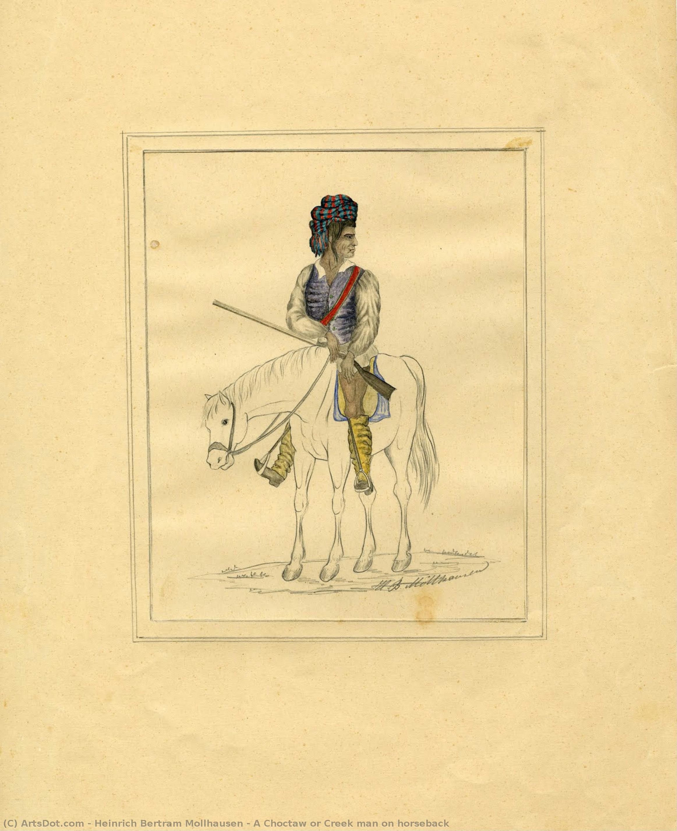 A Choctaw Or Creek Man On Horseback — Heinrich Bertram Mollhausen