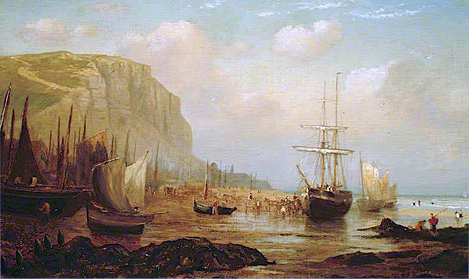 East Cliff, Hastings, East Sussex, And Fishing Vessels — William Henry Borrow