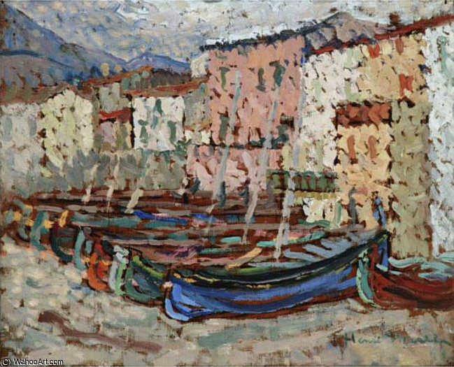 Le Barques Sur Le Greve A Collioure — Henri Jean Guillaume Martin