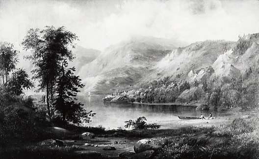 Landscape With Men And Boats, (painting) — Robert Seldon Duncanson