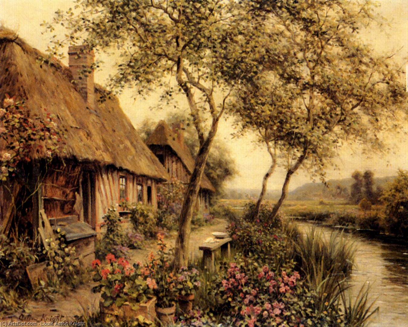 Cottages Beside A River — Louis Aston Knight