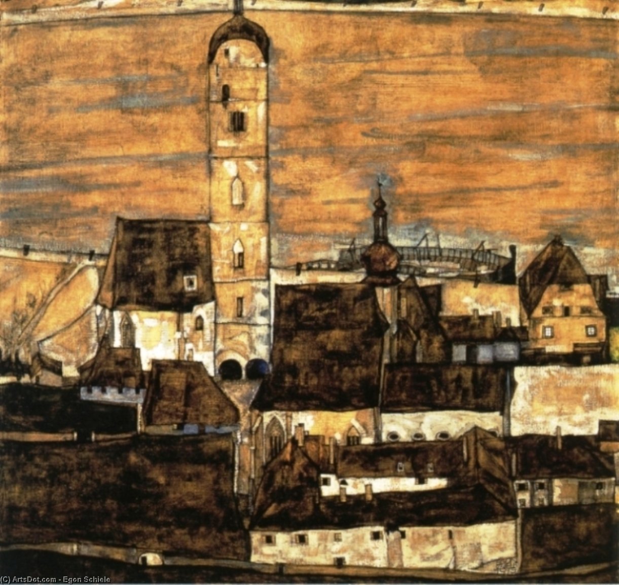 Stein On The Danube, Seen From The Kreuzberg — Egon Schiele