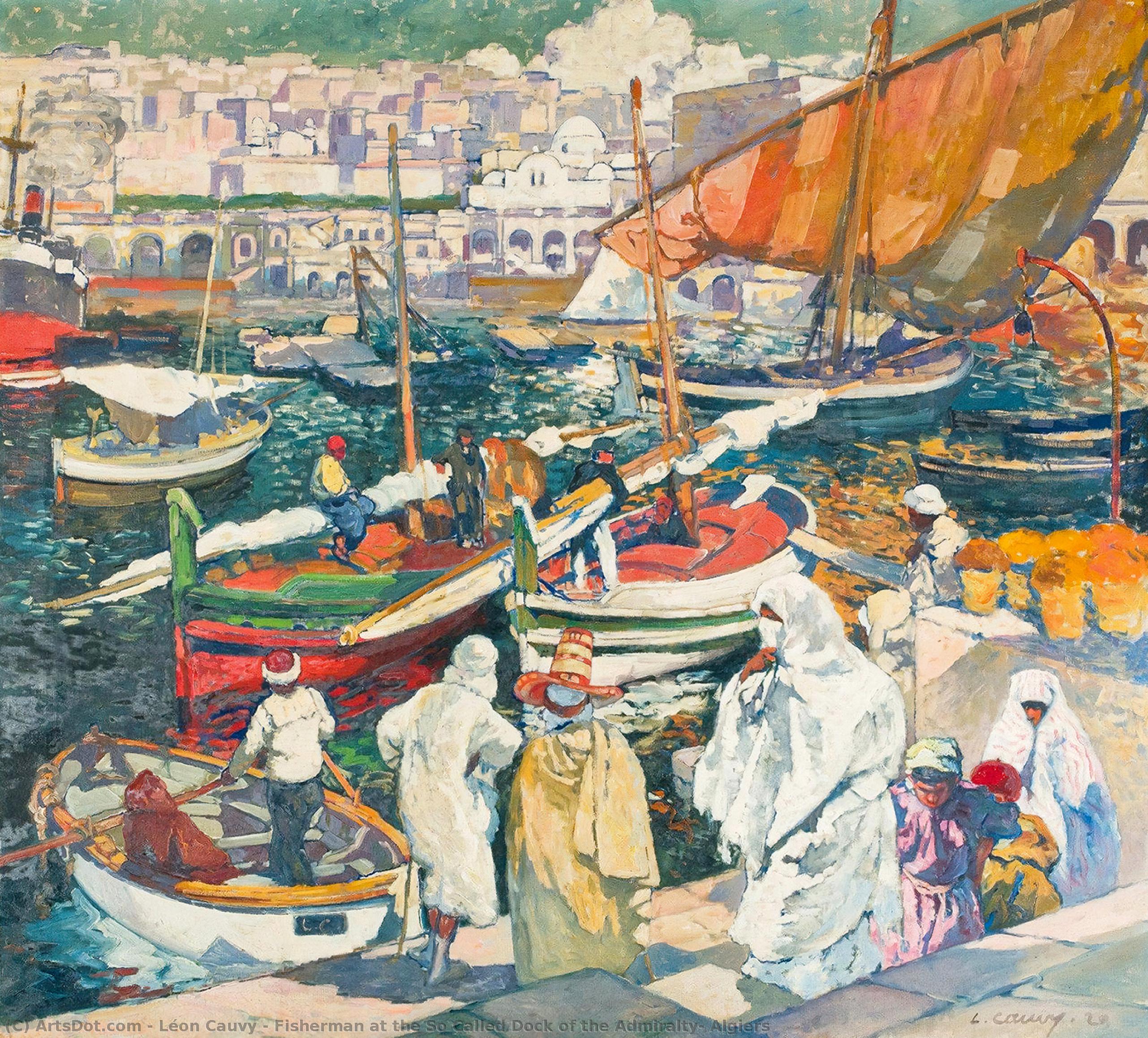 Fisherman At The So Called Dock Of The Admiralty, Algiers — Léon Cauvy