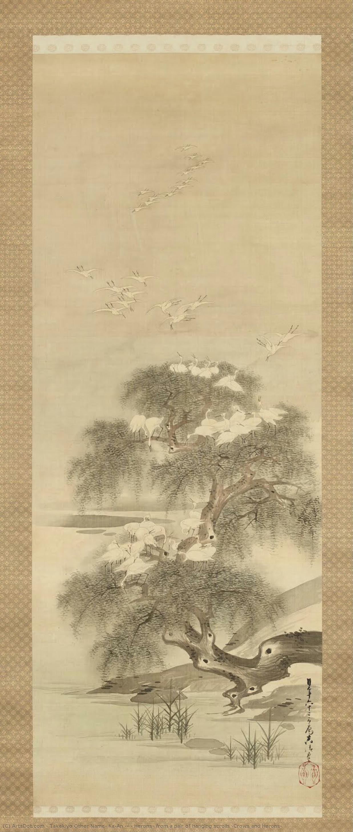 Herons, From A Pair Of Hanging Scrolls ‘crows And Herons’ — Takekiyo Other Name: Ka-an 可庵