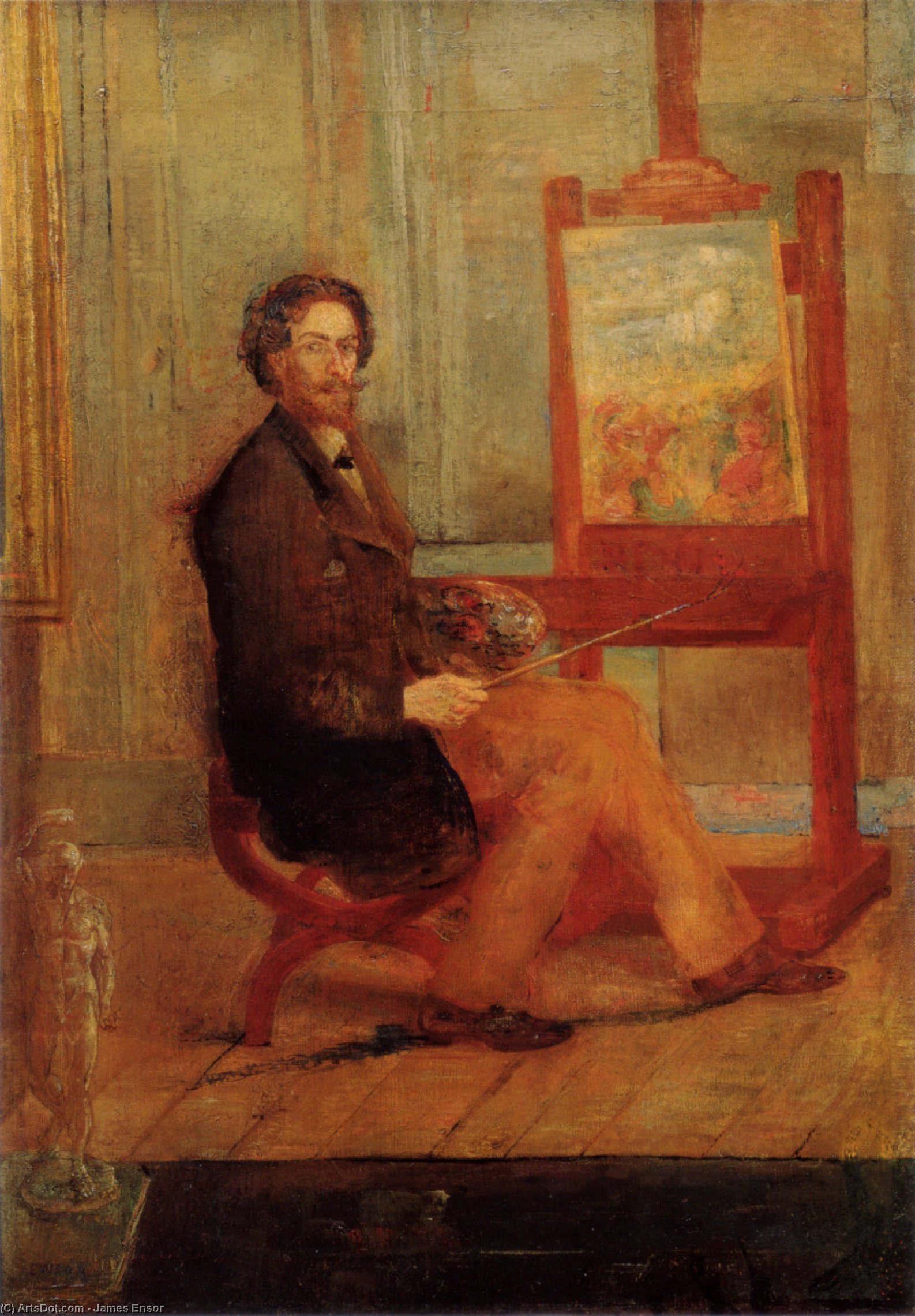 Ensor At His Easel — ジェイムズ・エンソウ