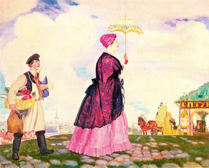 Merchant's Wife With Purchases — Boris Mikhailovich Kustodiev