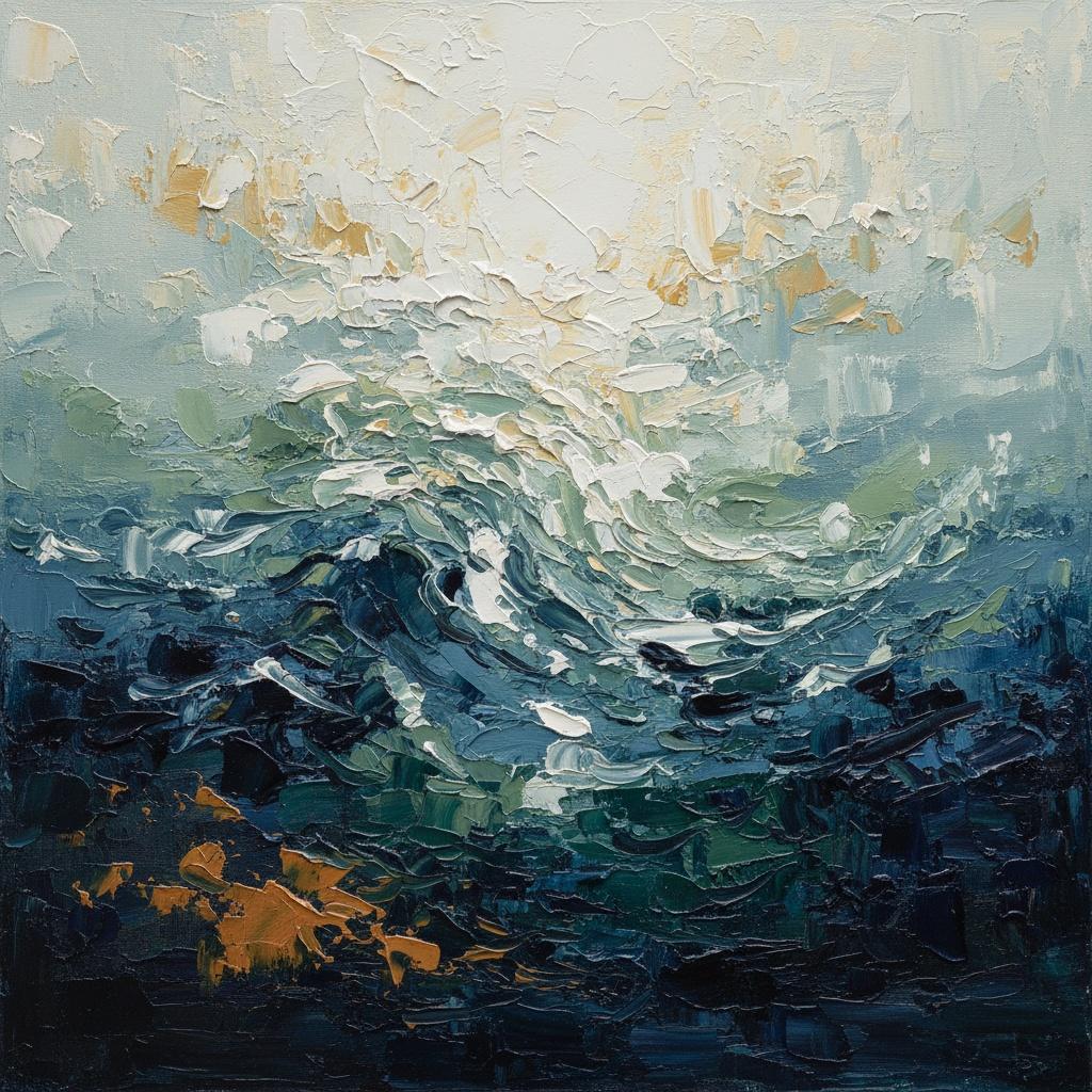 Ethereal Surge Of Midnight Tides Amidst A Luminous Golden Atmosphere — David Moreau