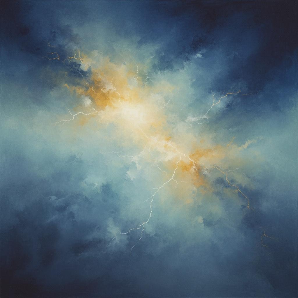 Celestial Radiance Amidst The Fragmented Shadows Of An Infinite Indigo Nebula — Christian Noiret