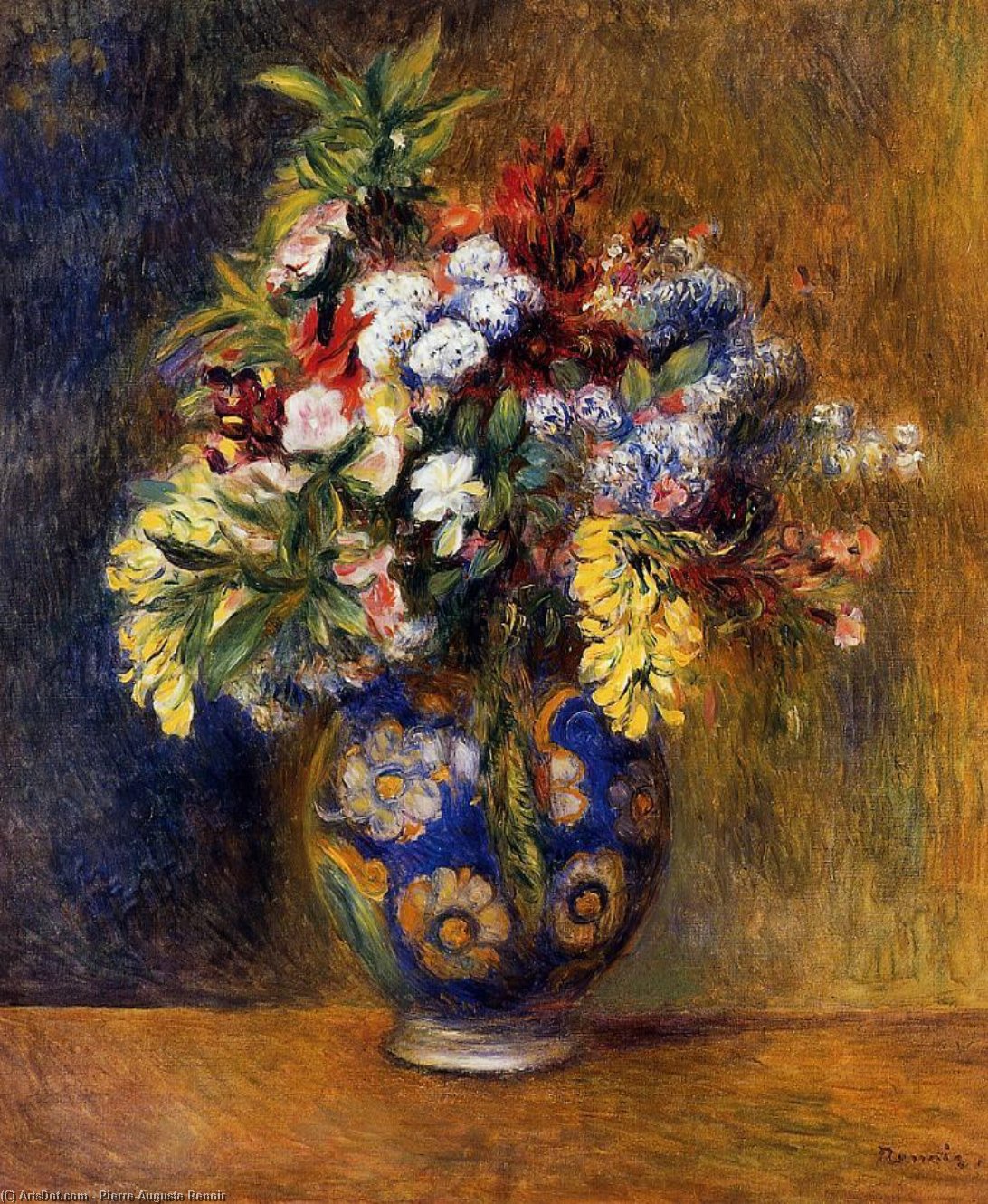 Flowers In A Vase — Pierre-auguste Renoir