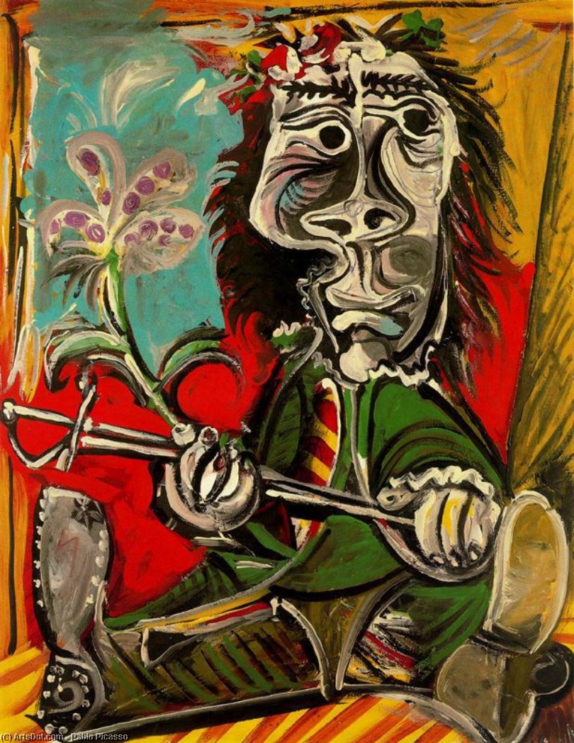 Seated Man With Sword And Flower — Pablo Picasso