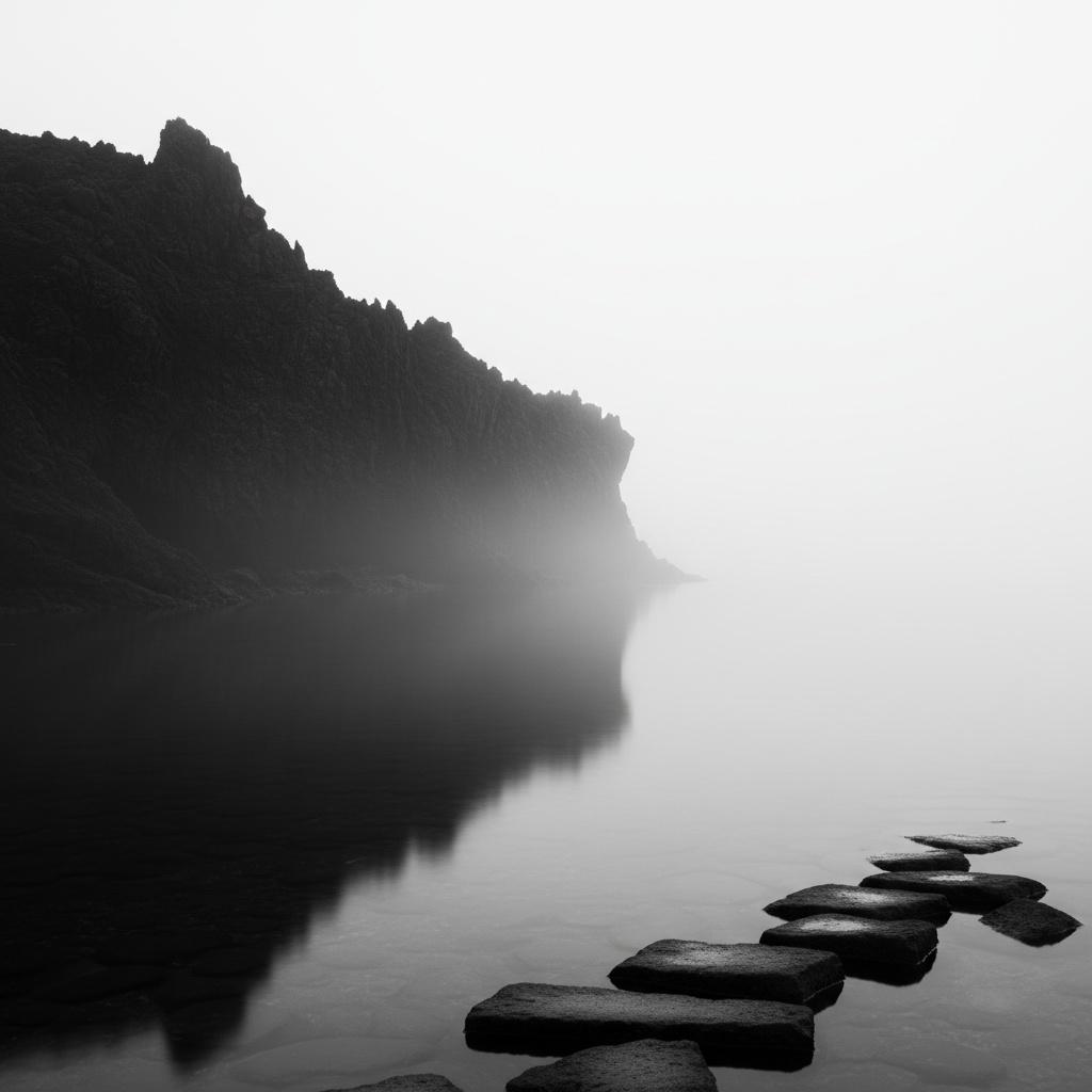 Monolithische Stille: Eine Meditative Reise Durch Obsidianfelsen Und Ätherischen Nebel — Laurent Garnier